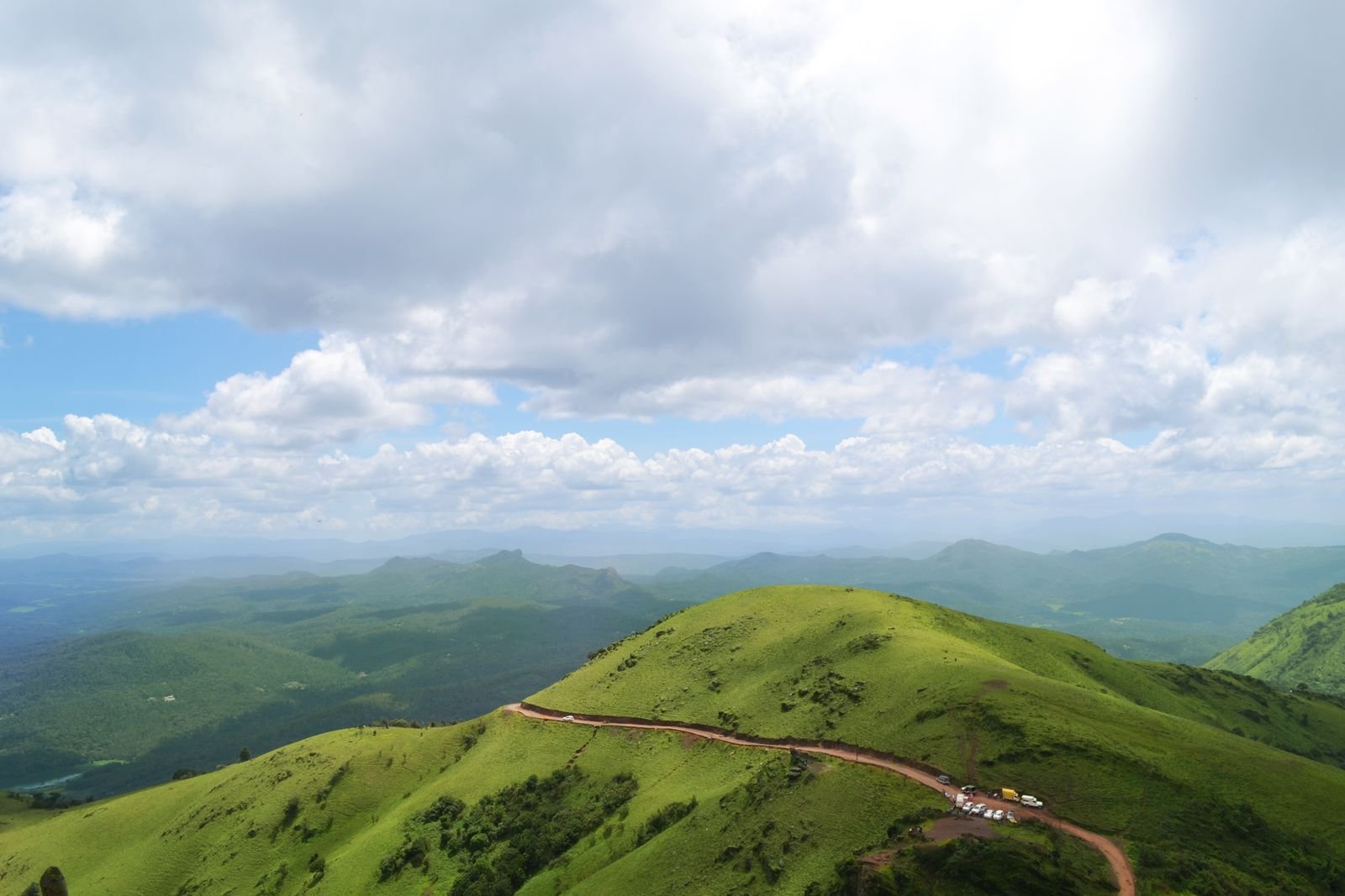 Green hills around Hirekolale Lake, Chikmagalur