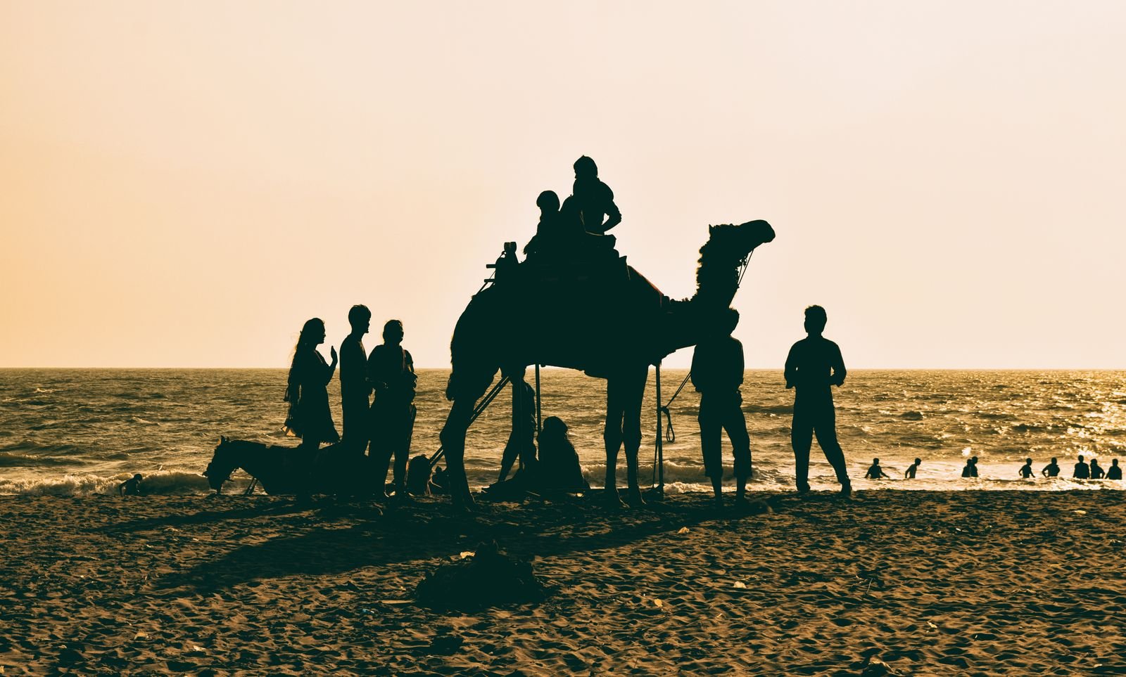 Sunset beach activities at Gokarna