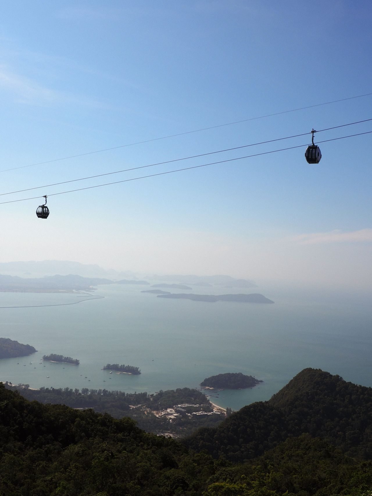 The Langkawi cable car over forested islands, Malaysia