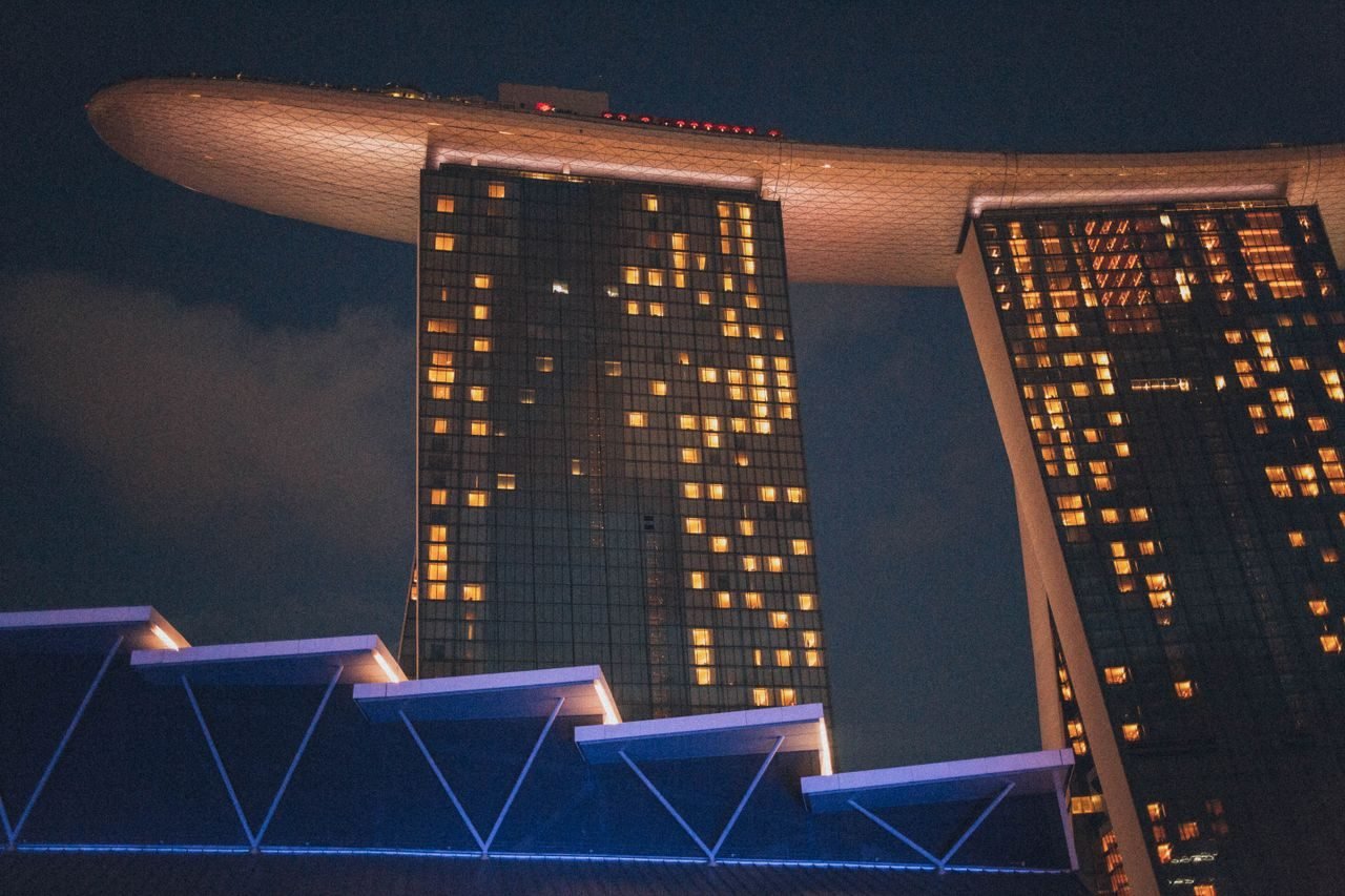 Marina Bay Sands illuminated at night, Singapore