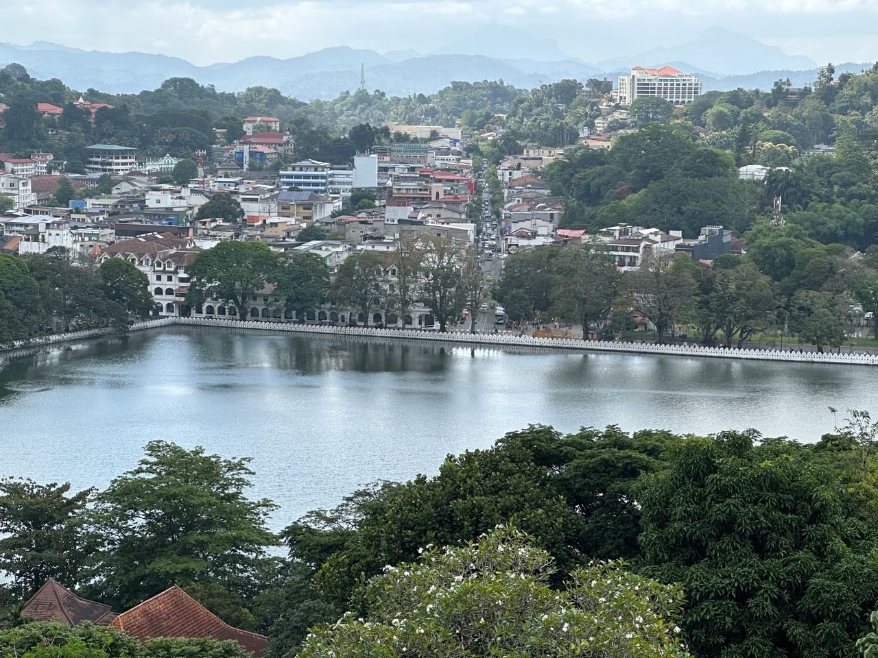 Aerial view of Kandy Lake and city, Sri Lanka