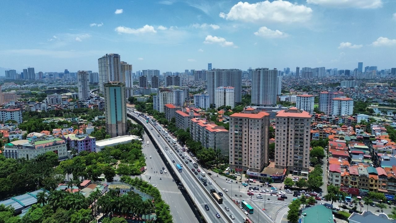 Aerial cityscape of Hanoi, Vietnam